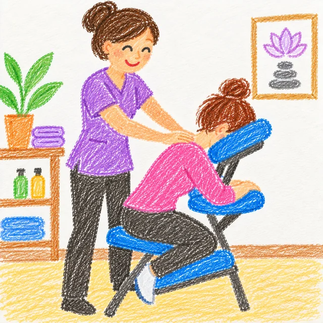 Dessin d'un massage assis sur une chaise ergonomique